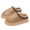 Women’s Winter Plush Slippers - Embroidered Anti-Slip Thick Sole House Shoes