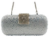 Green Crystal Evening Clutch with Purple Rhinestones, Acrylic Bridal Party Handbag, 22 x 5.5 x 10 cm (8.7 x 2.2 x 3.9 in)