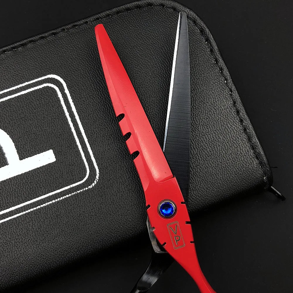 6.0 Inch (15.2 cm) Professional Japanese 440C Hairdressing Scissors Set – 28-Tooth Thinning Shears, Adjustable Ergonomic Salon Barber