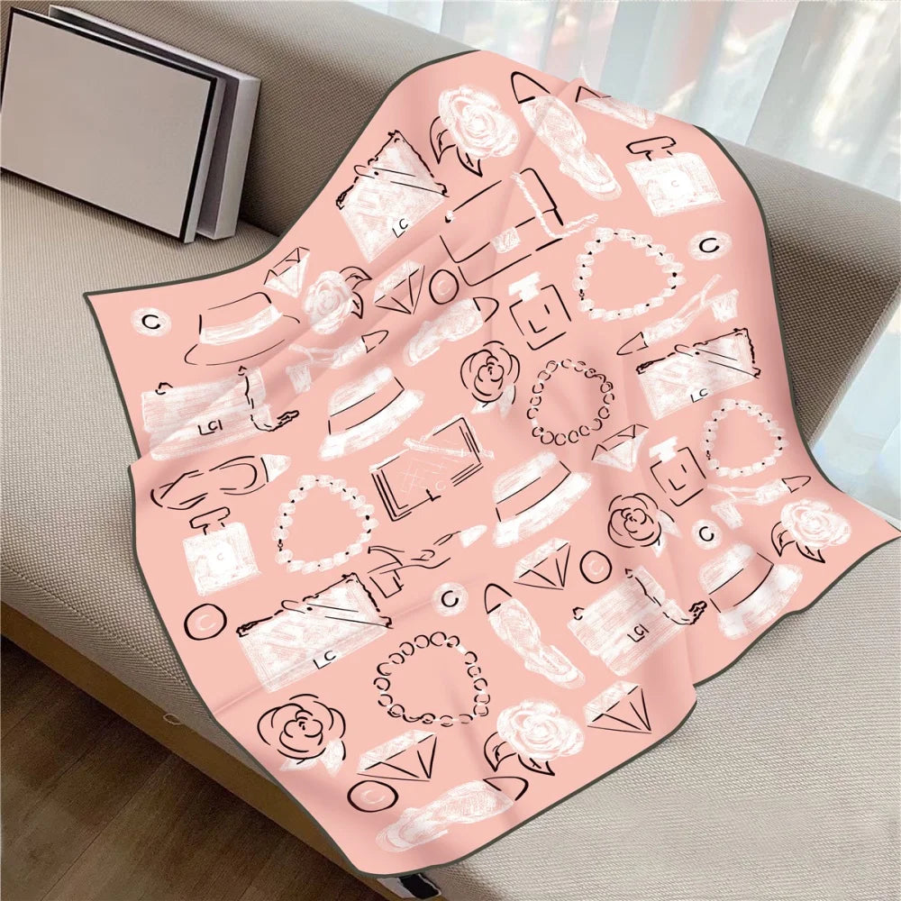 Twill Silk Square Scarf 90 x 90 cm (35.4 in) - Floral & Letter Print Women's Neck Kerchief Wrap