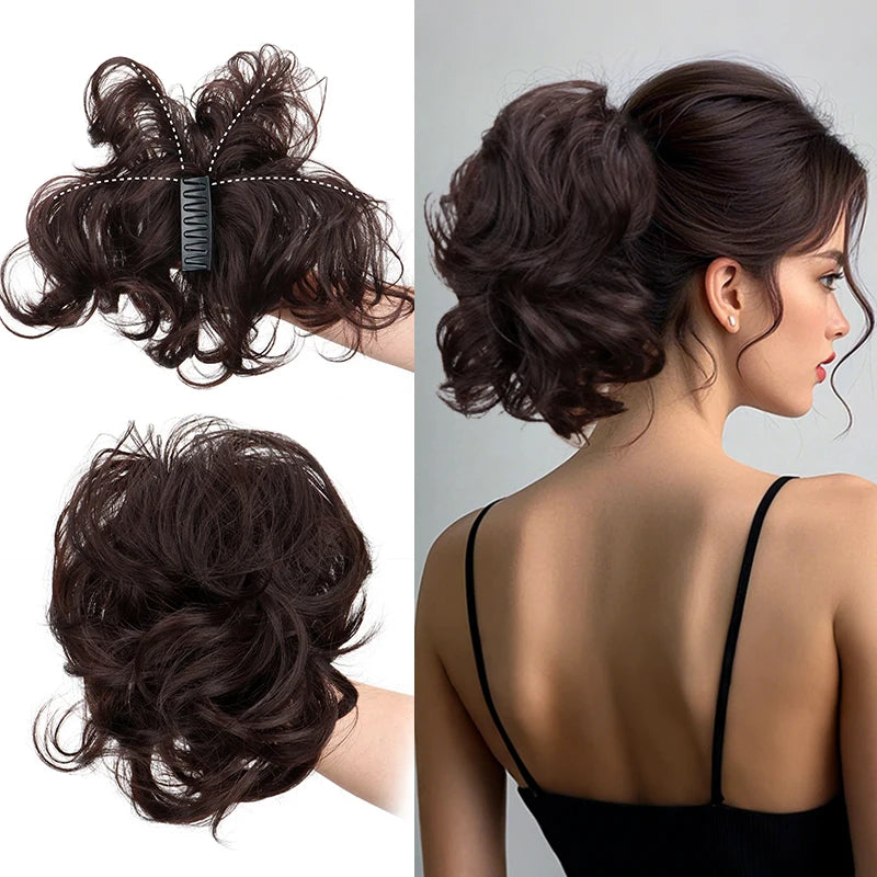 WIGSIN Curly Clip-In Ponytail Hair Extension Adjustable Claw Clip Synthetic High-Temp Fiber 100g (3.5 oz)