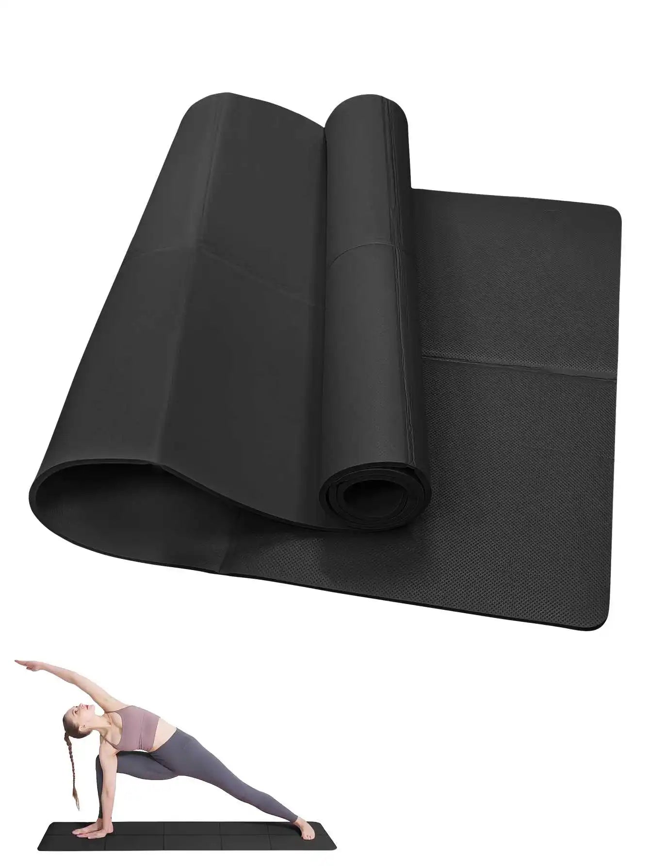 Non-Slip Yoga & Pilates Mat 173 x 60 cm (68 x 24 in) — 3/4/6 mm Travel Exercise Mat for Women Home Gym