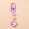 Enamel Flower & Butterfly Heart Keychain – Cute Love Key Ring Handbag Charm Pendant for Women & Girls