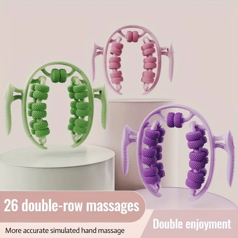 360° Dual-Row Massage Roller Clamp — Handheld Slimming Massager for Legs, Waist, Arms & Buttocks
