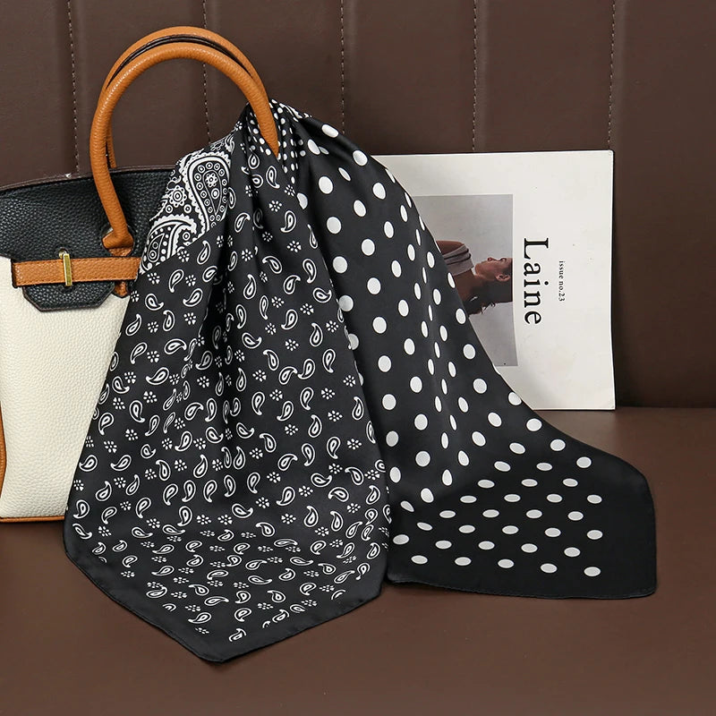 Luxury Satin Square Scarf 70 x 70 cm (27.6 x 27.6 in) – Silk-Feel Polyester Shawl Hijab Neckerchief Hair Ribbon Headband Bandana