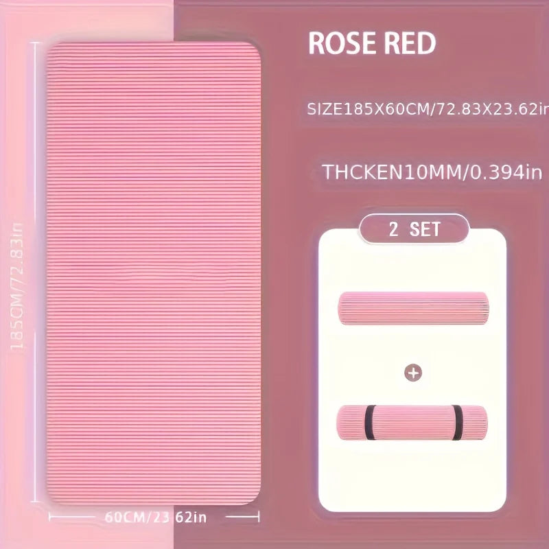 NBR Yoga Mat 10/15mm Thick Anti-Slip Fitness Mat – 185×80cm (72.8×31.5in) & 185×60cm (72.8×23.6in) for Yoga Pilates Gymnastics