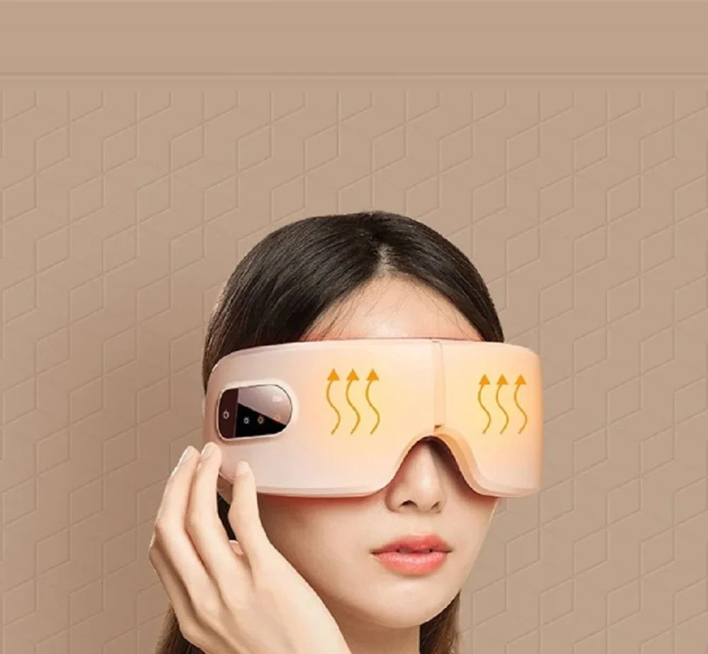 Rechargeable Bluetooth Eye Massager with Heat & Vibration – Foldable Hot Compress Eye Mask for Eye Care & Relaxation