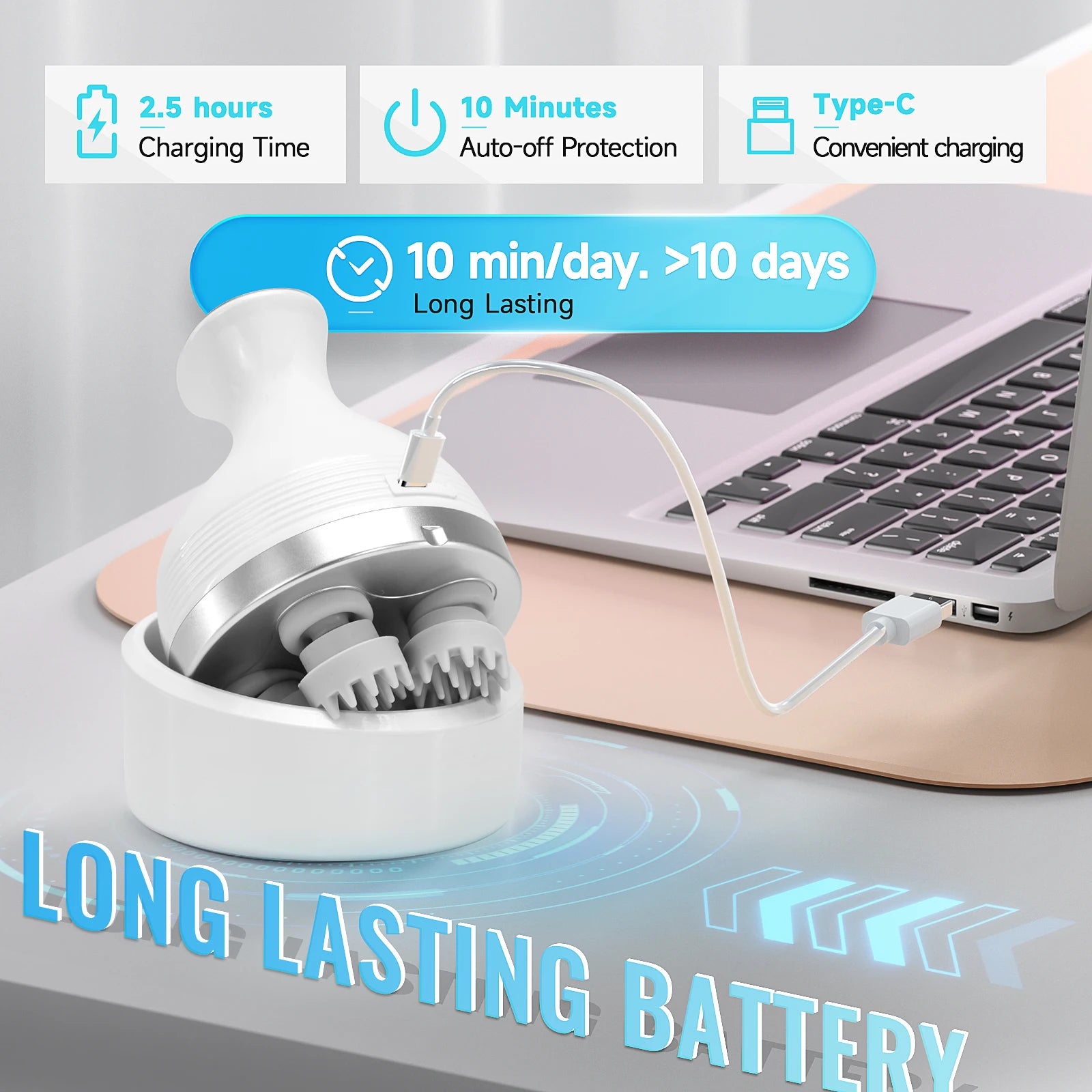 Electric Scalp Massager with 84 Kneading Nodes — Handheld Waterproof Head Massager for Hair Growth, Deep Clean & Stress Relief