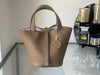 Genuine Soft Cowhide Bucket Bag – Small Leather Handbag (H 19 cm / 7.5 in) – Luxury Commuter Gift for Women