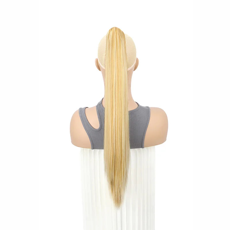 24-Inch (61 cm) Clip-In Straight Ponytail Hair Extension, Heat-Resistant Synthetic Claw Clip for Women, Blonde/Black