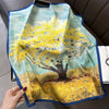 70 x 70 cm (27.6 x 27.6 in) Floral Satin-Look Polyester Square Scarf - Women's Headscarf, Hijab, Hair Band & Wrist Wrap