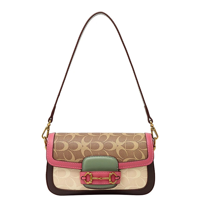 Women's Versatile Shoulder & Crossbody Baguette Bag – Contrast Color Satchel