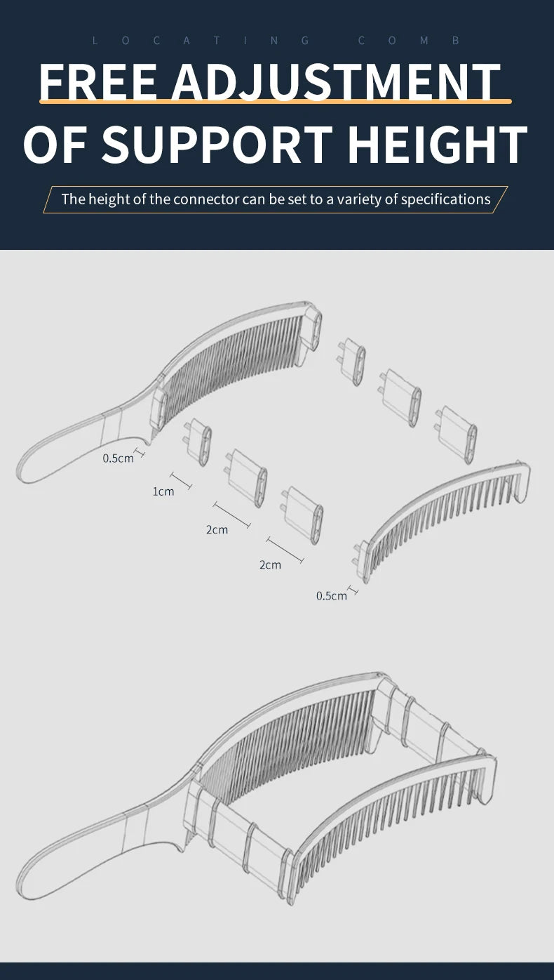 7-Piece Adjustable Barber Comb Set — Curved Positioning Comb with 1cm & 2cm Guide Brackets for Men's Hair Cutting, Blending & Trimmer Salon Tools