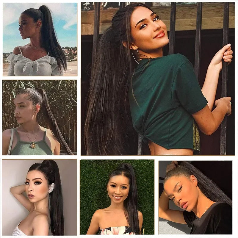 24-Inch (61 cm) Clip-In Straight Ponytail Hair Extension, Heat-Resistant Synthetic Claw Clip for Women, Blonde/Black