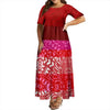 Women's Summer Puffed Sleeve Ankle-Length Printed Loose Casual Party Dress