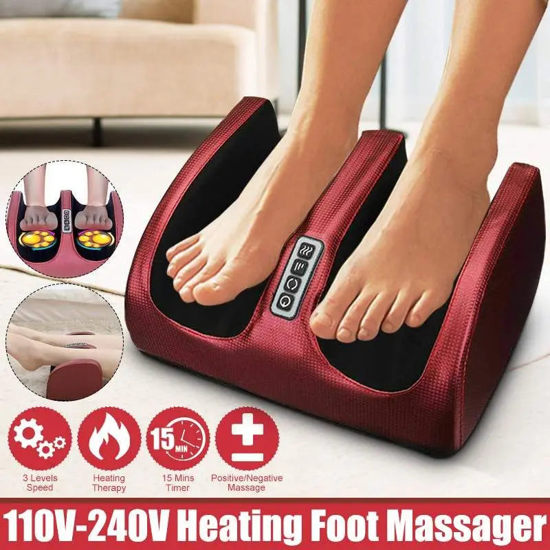 Electric Shiatsu Foot Massager with Heat & Hot Compression — Kneading Roller Foot Spa for Pain Relief & Muscle Relaxation