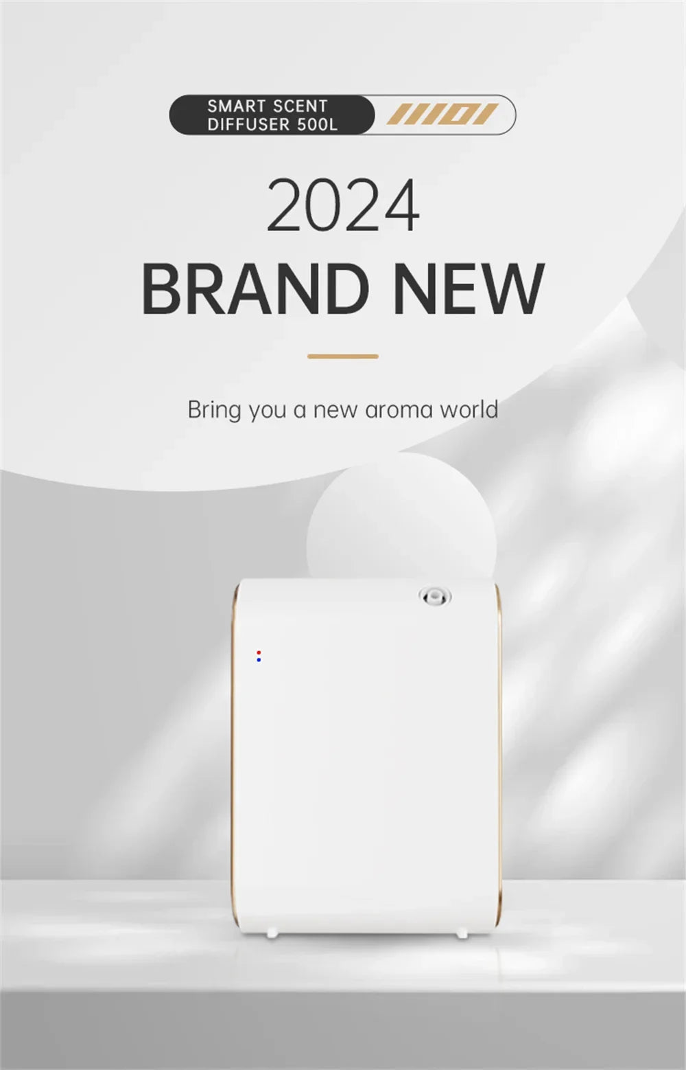 Smart Wall-Mounted Aroma Diffuser 350ml (11.8 fl oz) — WiFi & Bluetooth App Control, Low-Noise Scent Machine for Home & Hotel