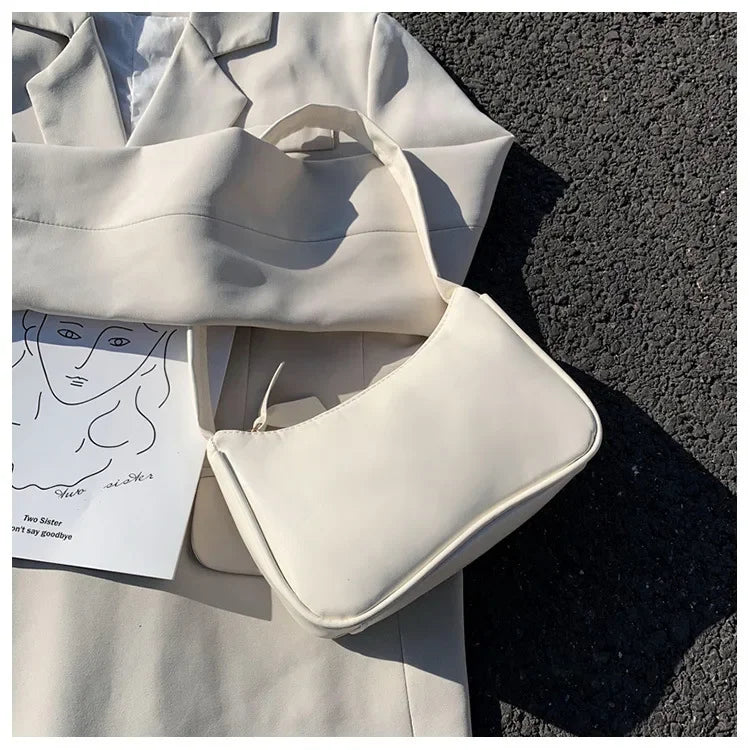 Retro Bow Baguette Shoulder Bag for Women – PU Leather Forearm/Underarm Handbag (Korean Western Style)