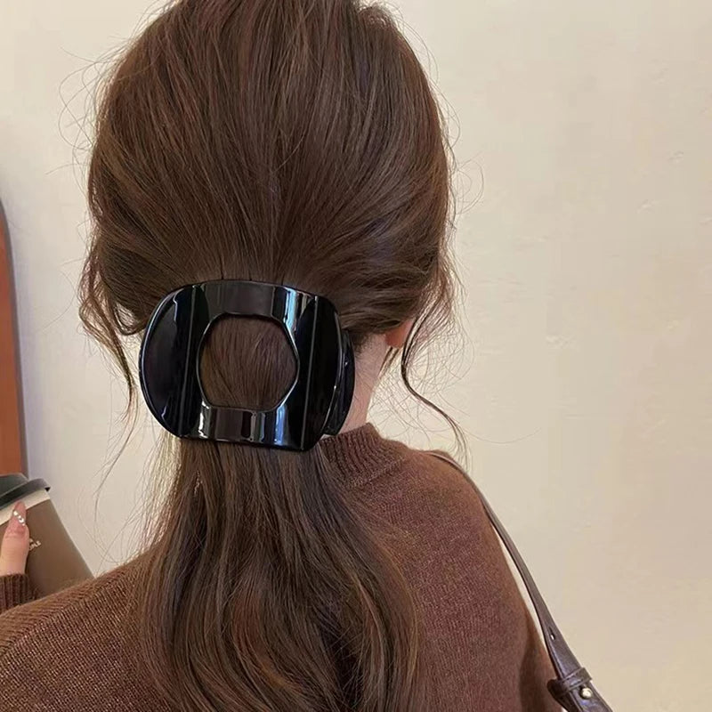 Korean Acetate Leopard Hair Clip – Spring Spoon Top Hair Claw for Women