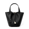 Women's Leather Bucket Bag – Basket-Style Drawstring Handbag, Mommy Bag for Bridal & Wedding