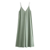 Women's Backless Draped Maxi Slip Dress – V-Neck Spaghetti Strap Summer Beach Dress (Black, Red)