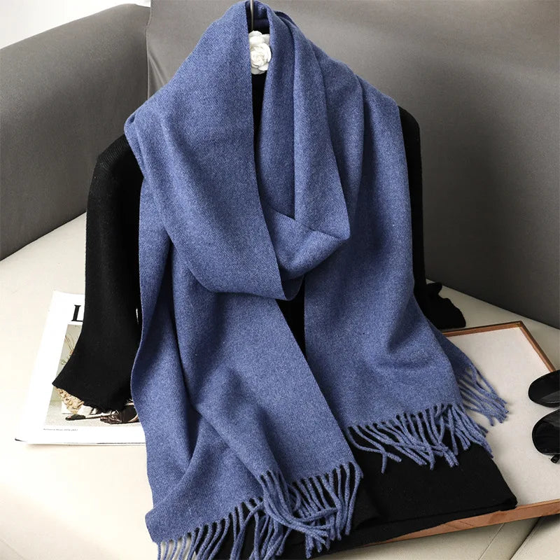 Women's Winter Scarf, Thick Cashmere-Look Pashmina Shawl with Tassels, Windproof Wrap, 175+ cm (69+ in) — 62 Colors