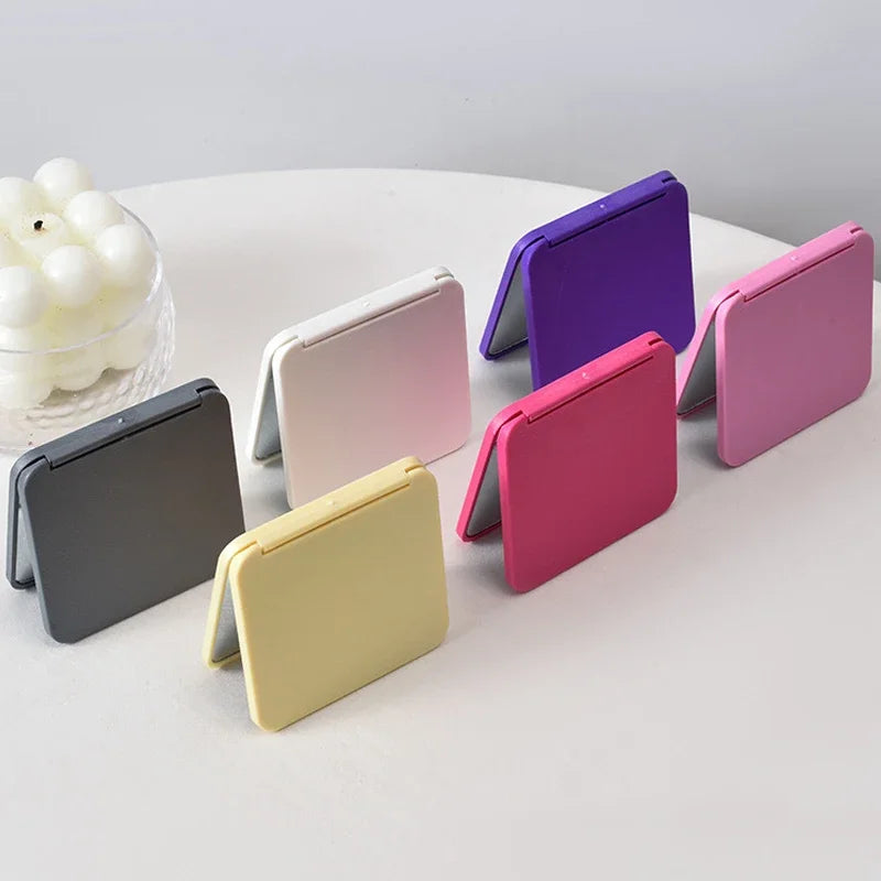 Double-Sided Mini Pocket Makeup Mirror Portable Compact Hand Mirror for Women & Girls Cute Square Design Multiple Colors