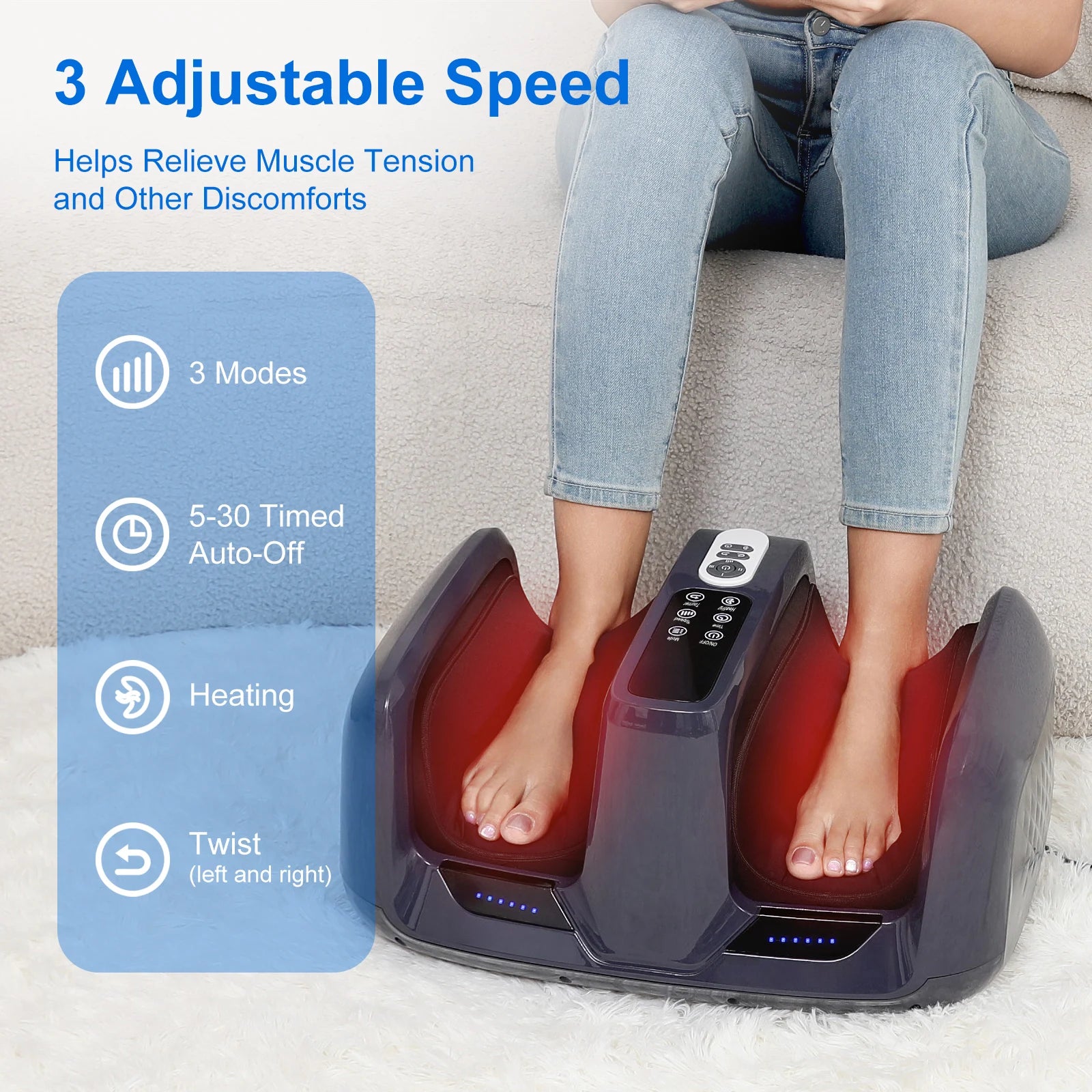 HIMOUTA Shiatsu Foot Massager with Heat – Deep Kneading & Rolling Foot and Calf Massager for Neuropathy Relief, Gift for Women & Men