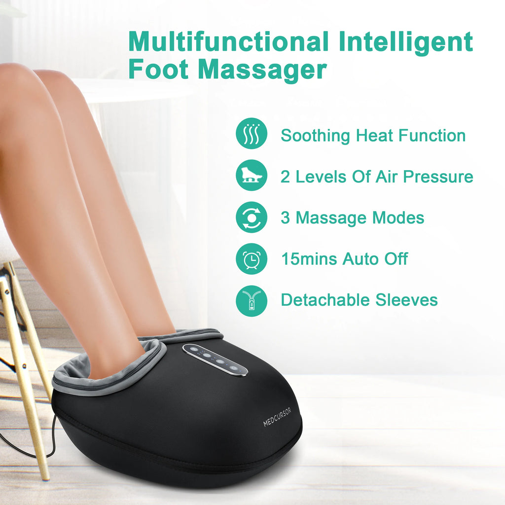 Medcursor Shiatsu Foot Massager with Heat & Rollers - Electric Fully-Wrapped Foot Massage for Muscle Relaxation & Pain Relief