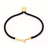 Black Letter Bead Rope Bracelet for Women – Simple Classic Hand-Knot Rope Jewelry with Stainless Steel Accent