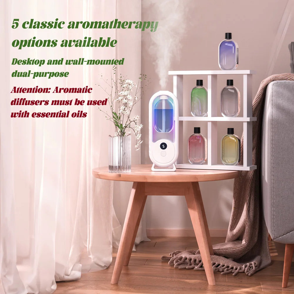 Rechargeable Portable Aroma Diffuser – Essential Oil Aromatherapy Air Freshener with 5 Timed Spray Modes
