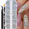 Mini Caviar Beads Nail Art 12-Grid Gold and Silver Micro Ball Charms 0.5–3mm (0.02–0.12in) with Magnetic Picker Pen