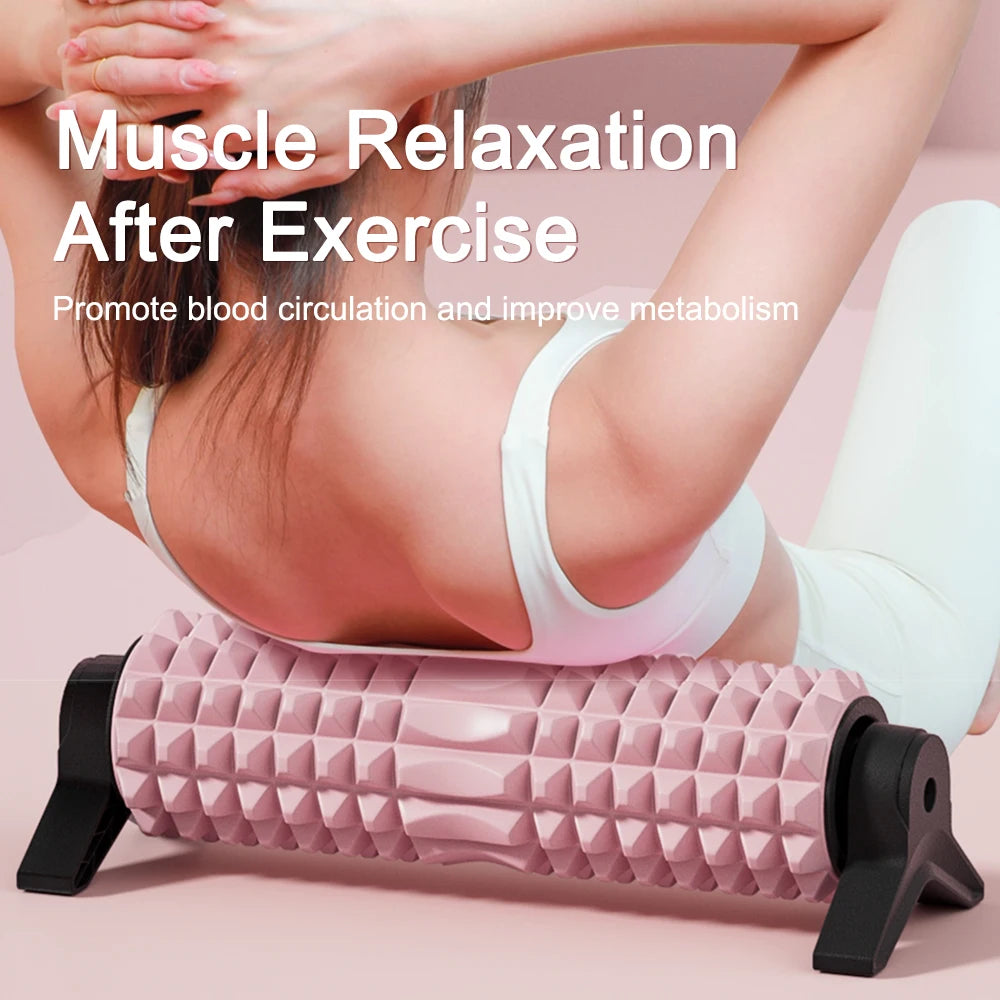 Deep Tissue Foam Roller 16.5 x 4.7 in (42 x 12 cm) with Stand - Non-Slip High-Load Massage Roller for Muscle Relief, Pilates & Yoga