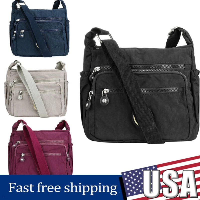 Waterproof Nylon Crossbody Bag for Women – Casual Adjustable Shoulder Messenger Bag
