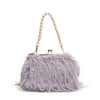 Luxury Faux Fur Evening Bag for Women Fluffy Plush Shell Clutch Shoulder Crossbody