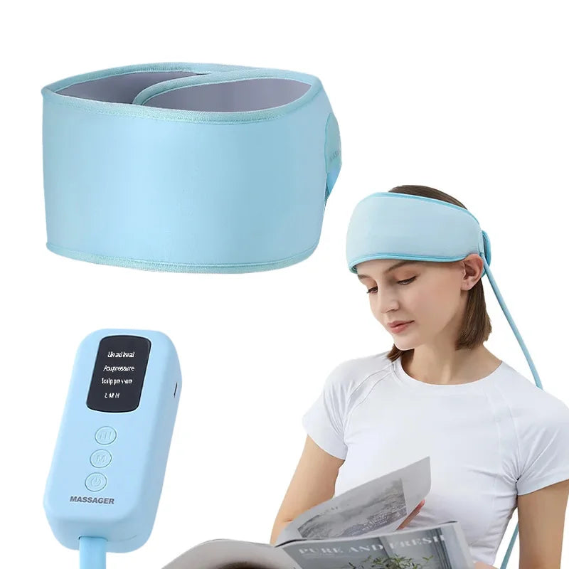 Electric Head & Scalp Massager — Airbag Pressure Massage with Heat Therapy and 360° Wrap for Deep Relaxation