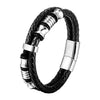Braided Leather Rope Bracelet with Stainless Steel Magnetic Clasp, Unisex Charm Bangle — 21 cm (8.3 in)