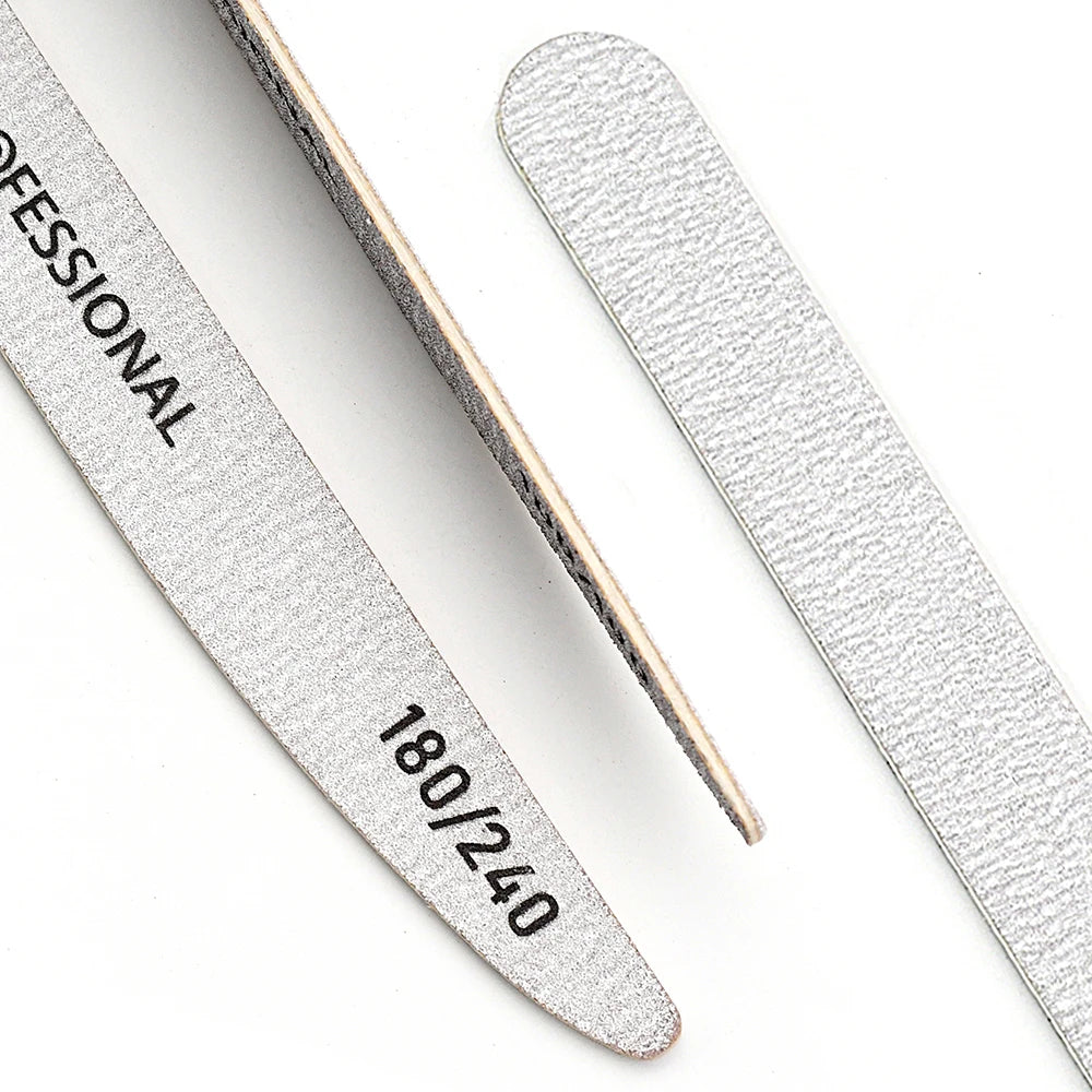 10-Pack Curved Wooden Nail Files – Double-Sided 100/180 and 180/240 Grit Emery Boards for Manicure and Pedicure