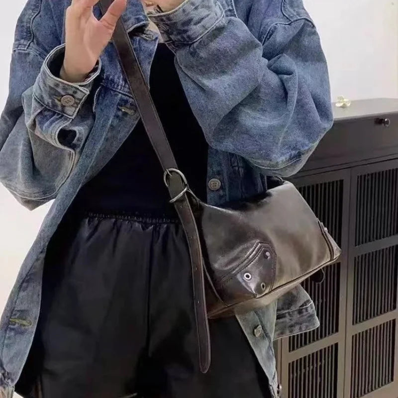 PU Leather Baguette Bag – Women's Zipper Shoulder & Crossbody Handbag for Everyday Use & Gifts