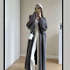 White Long Knit Cardigan for Women – Fluffy Long-Sleeve Korean-Style Vintage Sweater Coat