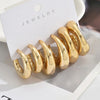 LATS 6-Piece Vintage Geometric C-Shape Hoop Earrings Set Gold & Silver Toned Waterdrop Dangles for Women