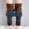 Women's High-Waist Thermal Fleece Lined Stretch Straight-Leg Jeans - Warm Winter Denim