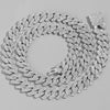 14mm Iced Out Prong Cuban Link Chain Necklace 2-Row Rhinestone Pave Miami Hip Hop Unisex