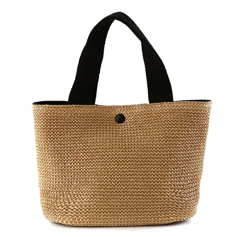 Handmade Bohemian Woven Straw Shoulder Bag – Rattan Bucket Crossbody Tote for Women Beach & Summer