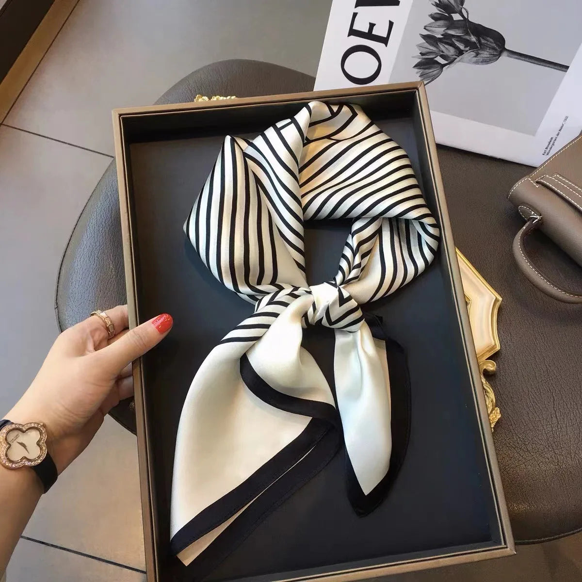 Luxury Silk-Feel 70cm (27.6in) Square Satin Scarf for Women — Neck Tie, Hair Bandana & Headkerchief