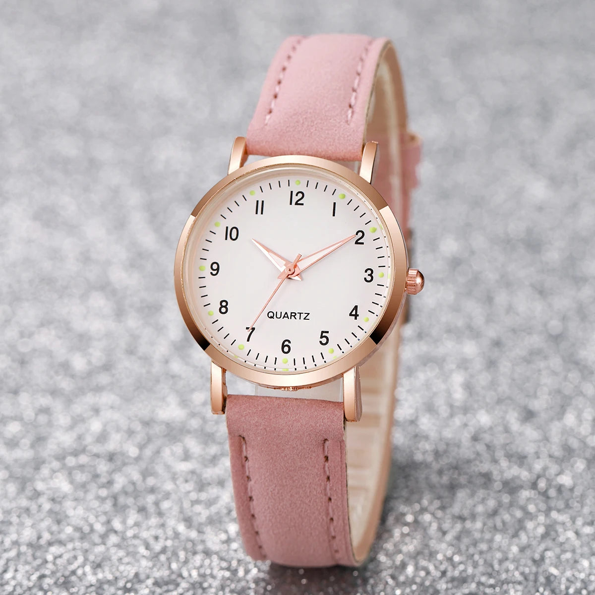 Women's Casual Leather Strap Quartz Watch with Arabic Numeral Dial - Fashion Gift