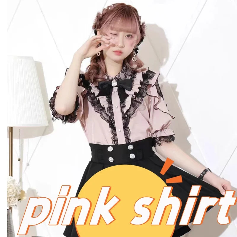 Kawaii Jirai Kei Lolita Y2K Peter Pan Collar Blouse Long Sleeve Cute Japanese-Style Aesthetic Top