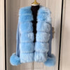 Women's Faux Fur Knit Cardigan with Faux Fox Fur Collar – Elegant Puff Sleeve Sweater Coat