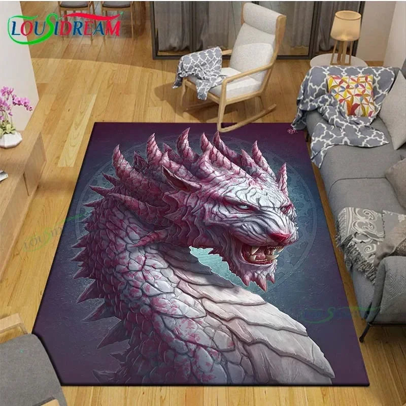 3D Mythical Beast Printed Area Rug Anti-Slip Polyester Carpet for Living Room, Kids Bedroom & Yoga Mat — Multiple Sizes (23.6×15.7–90.5×63 in / 60×40–230×160 cm)