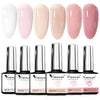 Hema-Free TPO-Free Gel Nail Polish 7.5ml, Glitter Jelly & Nude Shades, Soak-Off UV/LED Full Coverage French